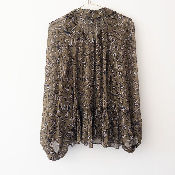 Joie Becki Printed Peplum 100% Silk Blouse - Picture 3 of 8